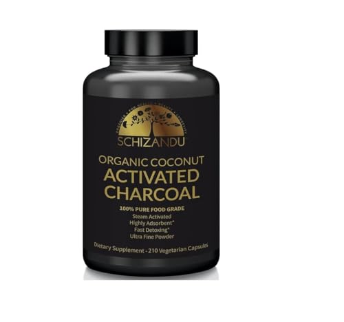 Schizandu Activated Coconut Charcoal Capsules- Supports Health - Vegan, Organic, Non-GMO, No Additives - X-Large Bottle 210 Count