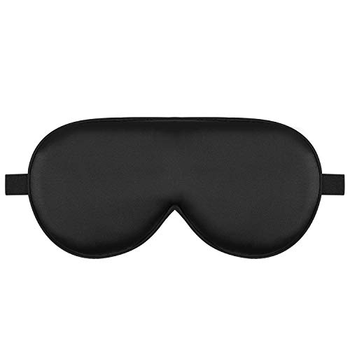 Alaska Bear Sleep Mask Silk Cover Eye Contour Built-in No Pressure for Sleeping, Upgrade Over Conventional Flat Satin Eye Masks, Machine Washable (Black)