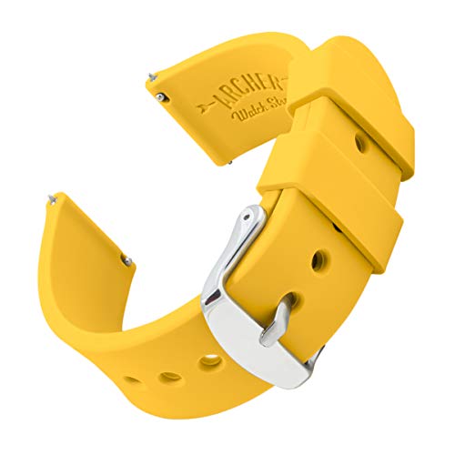 Archer Watch Straps - Soft Silicone Quick Release Watch Bands (Naples Yellow, 20mm)