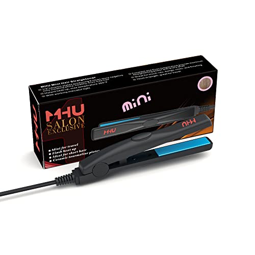 Professional Travel Size 0.5 inch Mini Flat Iron Tourmaline Ceramic Hair Straightener Black