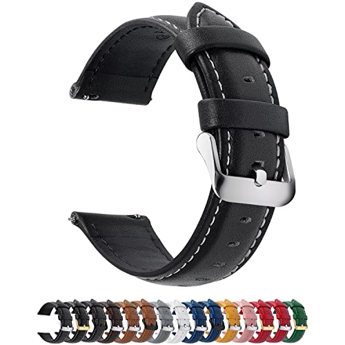 Fullmosa Watch Band, Vintage Leather Replacement Bands Stainless Steel Buckle for Men Women, Strap Width 14mm 16mm 18mm 19mm 20mm 22mm 24mm