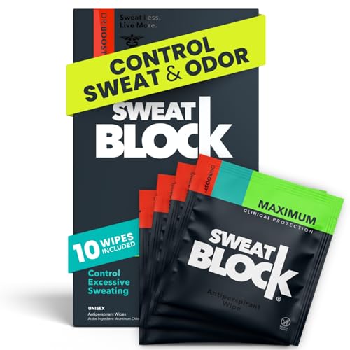 SweatBlock Max Clinical Antiperspirant for Men & Women | Armpit Anti Sweat Wipes for Excessive Sweating | Block Sweat for up to 7 days | 10 Wipes