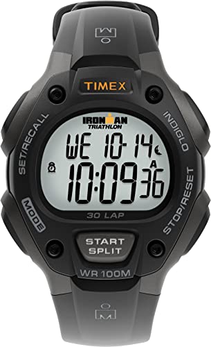 Timex Men's Ironman Triathlon Classic 30 38mm Watch – Gray Case with Black Resin Strap