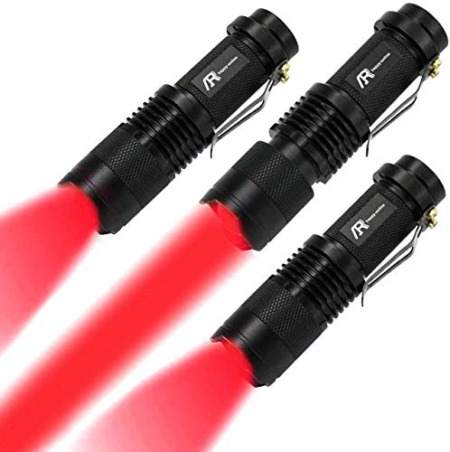 AR happy online 3 Pack Red Light Flashlight, 3 Modes Mini Red LED Flashlight, Zoomable Red Flashlight Torch with Clip for Night Vision, Astronomy, Aviation, Night Observation