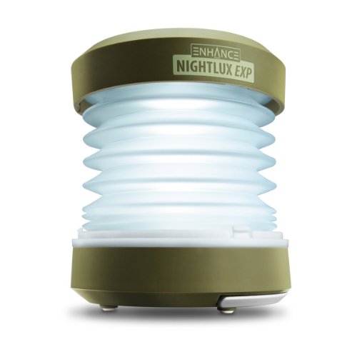 NIGHTLUX EXP Collapsible LED 65 Lumens Lantern and 15 Lumens Flashlight with Hand Crank and USB Charging by ENHANCE - Great for Camping , Hiking , Boating , Power Outages , Emergency Use and More