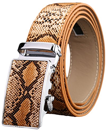 As You Like It Ayli Men's Genuine Leather Ratchet Belt, Alligator or Snakeskin Embossed