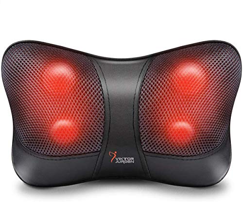 Gideon™ Shiatsu Deep Kneading Massage Pillow with Heat / Massage, Relax, Sooth and Relieve Neck, Shoulder and Back Pain (Black)