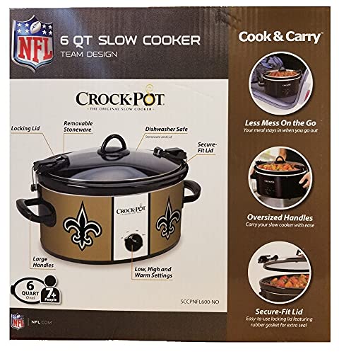 Crockpot SCCPNFL600-NO Crock-Pot New Orleans Saints Cook & Carry Slow Cooker, Old Gold