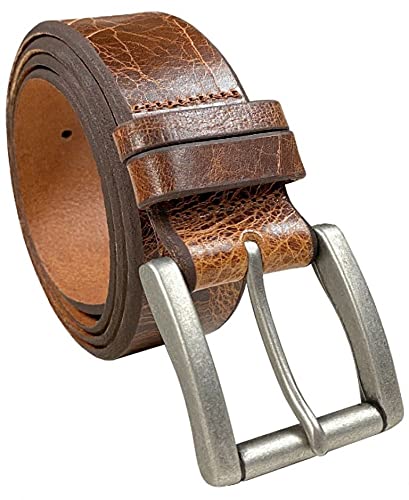 Genuine Leather Belt 1-1/2' wide Black/Brown/Tan Casual Jean Belt, Vintage Belt for Men - WXL296 | #YY37E (40, Tan)