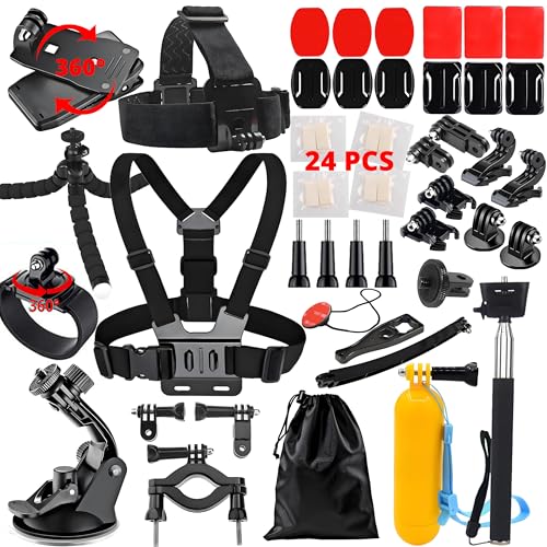 62 in 1 Accessories Starter Kit Compatible with AKASO EK5000/7000 4K Gopro Hero 13/12/11/10/9/8 max Fusion/Session/HD Black White Silver AKASO APEMAN Campark SJCAM