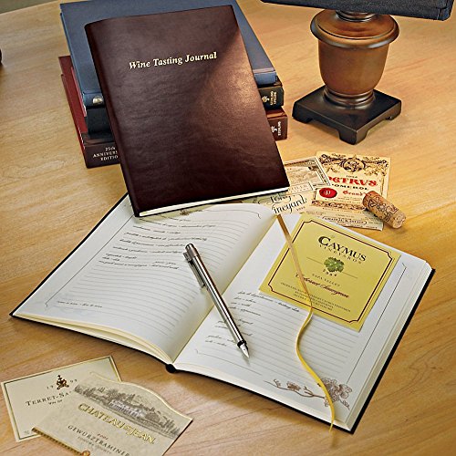 Wine Enthusiast Bonded Leather Wine Tasting Journal – Guided Notebook with Description Sections – Wine Log for Impressions, Tracking, Pairing (155pgs)