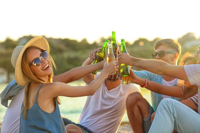 gift items - beer and wine - friends enjoying a beer