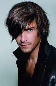 Medium Long Layered Haircuts for Men with Side-swept Bangs