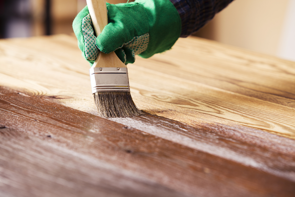 wood countertop staining